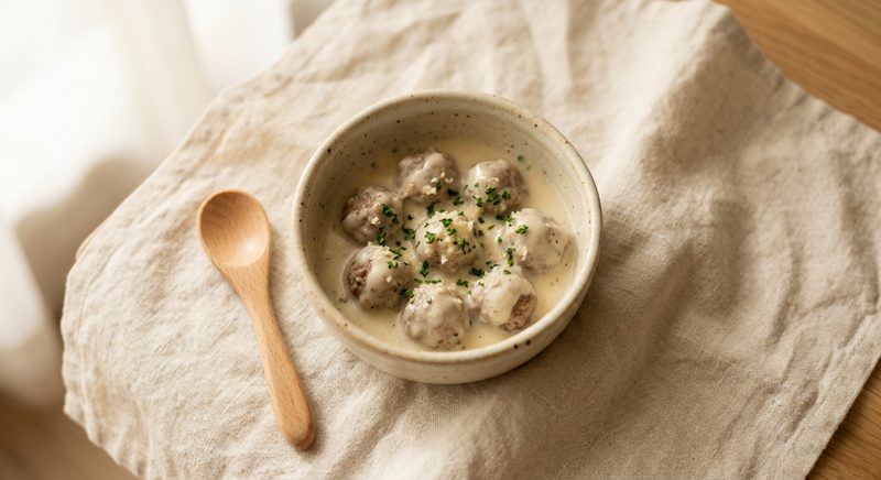 Ilustrasi hidangan Creamy Meatballs