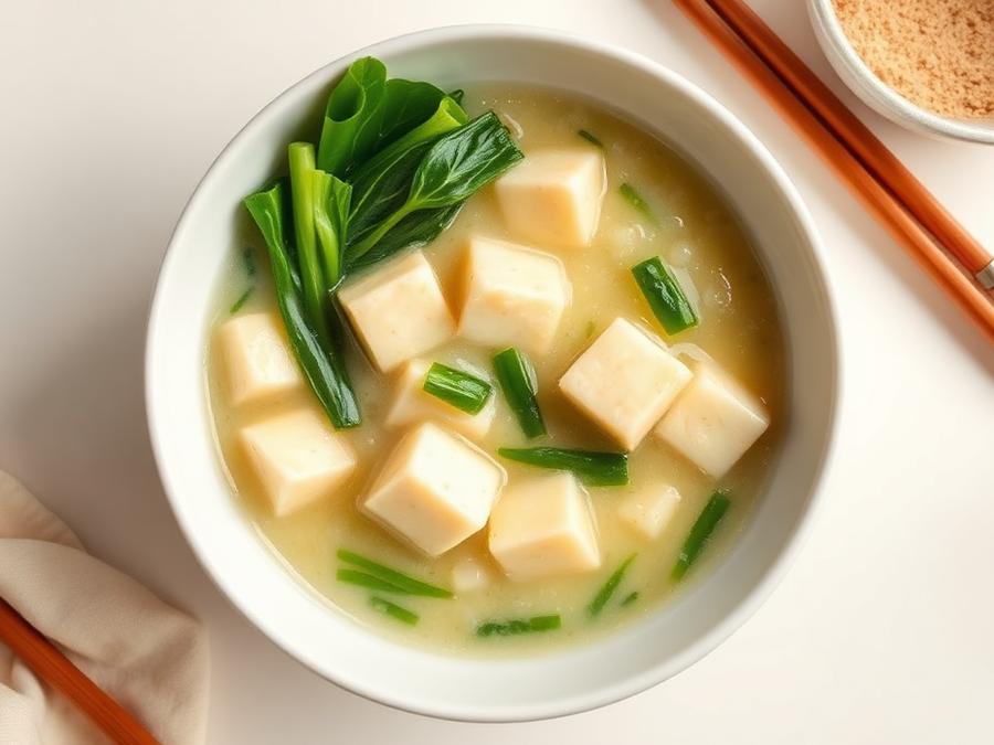 Ilustrasi hidangan Bubur Tahu Sayuran