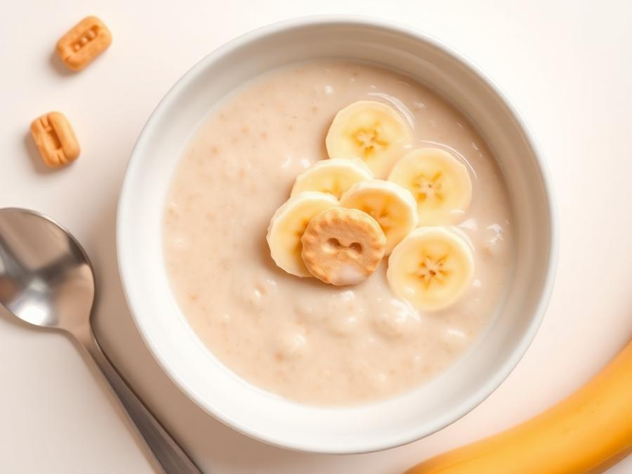 Ilustrasi hidangan Bubur Biskuit Pisang Susu
