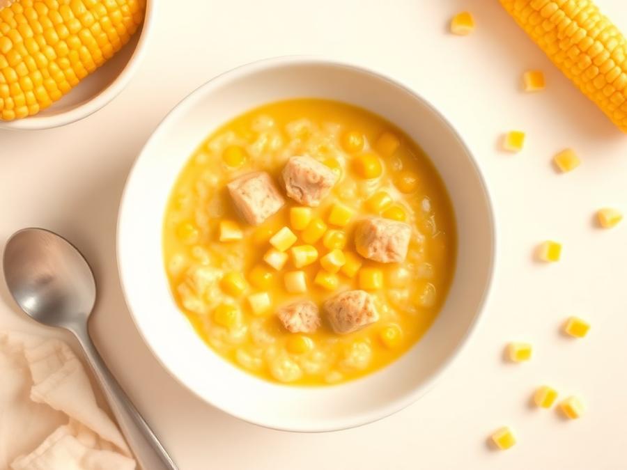 Ilustrasi hidangan Bubur Jagung Ayam