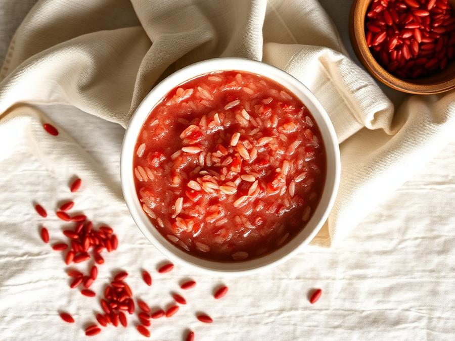 Ilustrasi hidangan Bubur Nasi Merah