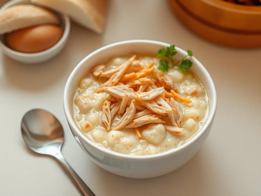 Ilustrasi hidangan Bubur Ayam Mentega