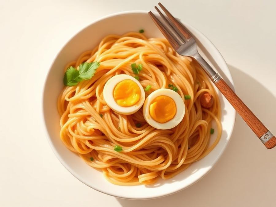Ilustrasi hidangan Mie Goreng Telur Puyuh