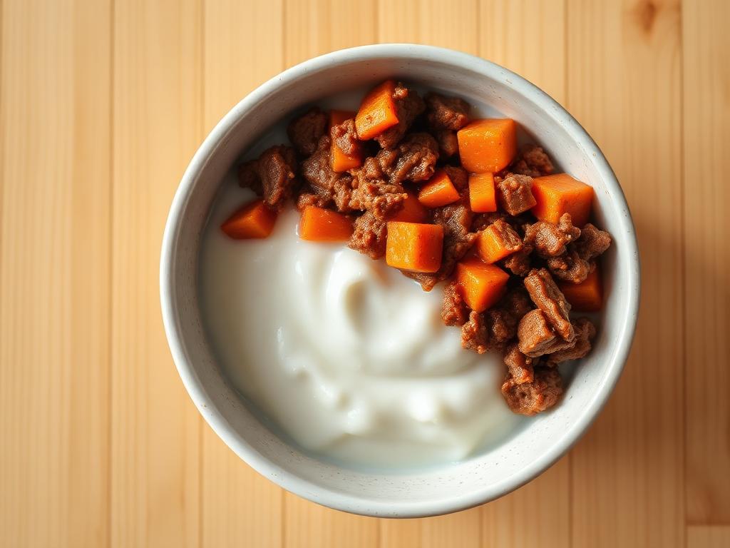Ilustrasi hidangan Bubur Arrowroot Saus Daging