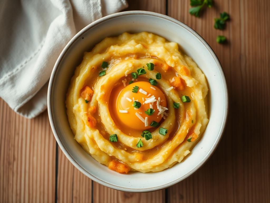Ilustrasi hidangan Bubur Kentang Telur Keju
